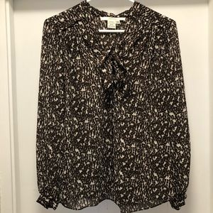 Studio M Tie Neck Long Sleeve Blouse, XS